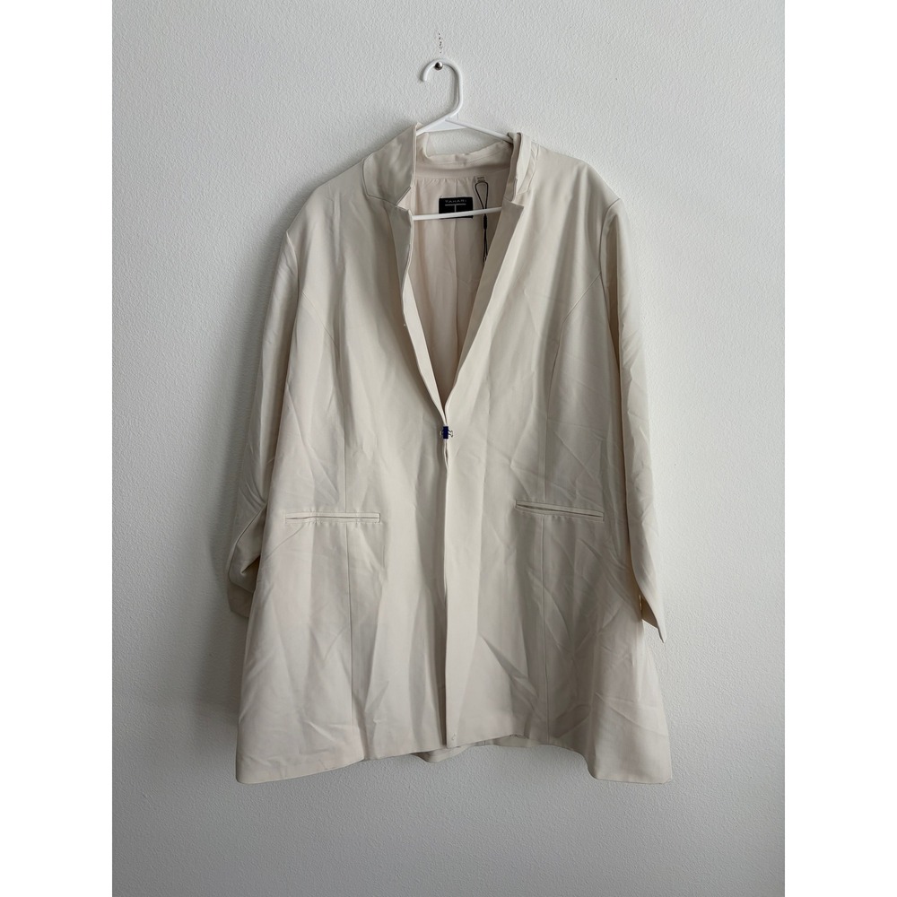 Tahari Cream Ivory Open Front Longline Blazer Jacket Plus Size 3X NWT